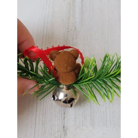 Teddy bear pine tree Bell ornament Xmas decor - Picture 5 of 5